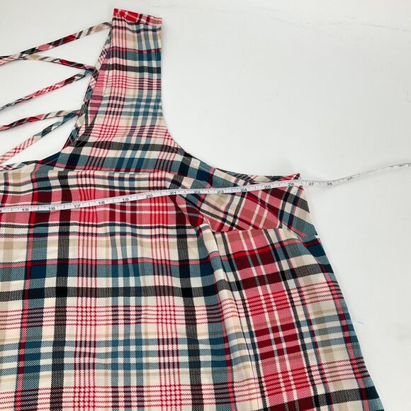 Torrid Plaid Sleeveless Tank Top Crisscross Back plus Size 4 4X  24 holiday red - Picture 6 of 11
